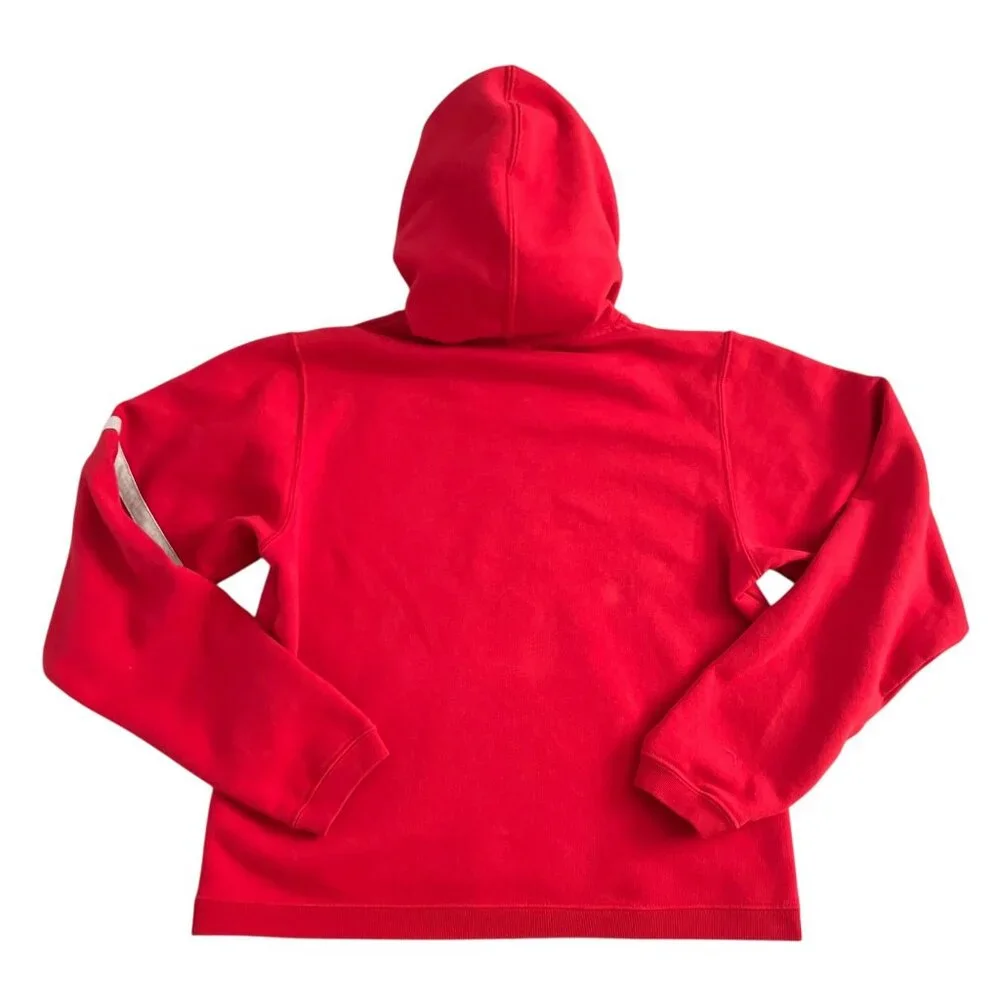 Vintage Nike Youth Small 4-6 Red Script Pullover Hoodie Kangaroo Pocket Y2K